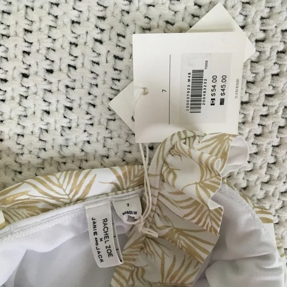 JANIE AND JACK RACHEL ZOE GOLD AND WHITE SWIM SUIT. NEW WITH TAGS, SIZE 7